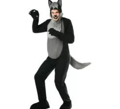 Costume da lupo peloso nero per uomo