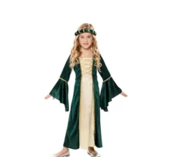 Costume Dama medievale verde per bambina