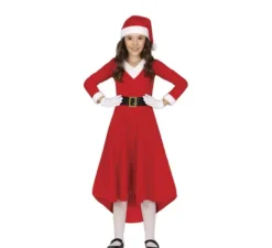 Costume da mamma natalizia in abito lungo per bambina