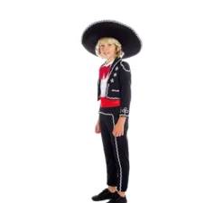 Costume da mariachi messicano nero e rosso per bambino