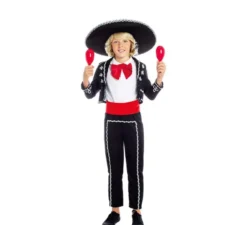 Costume da mariachi messicano nero e rosso per bambino