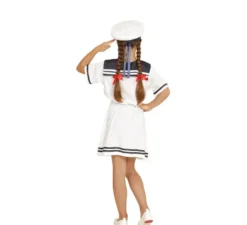 Costume da marinaio bianco in abito per bambina
