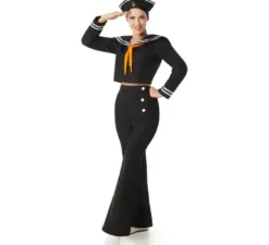 Costume da marinaio nero con pantaloni per donna