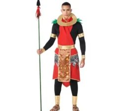 Costume da masai africano rosso fantasia da uomo