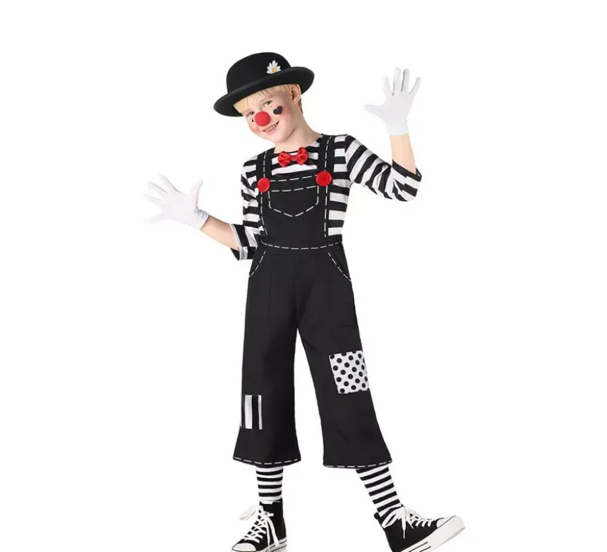 Costume da mimo divertente a righe per bambini