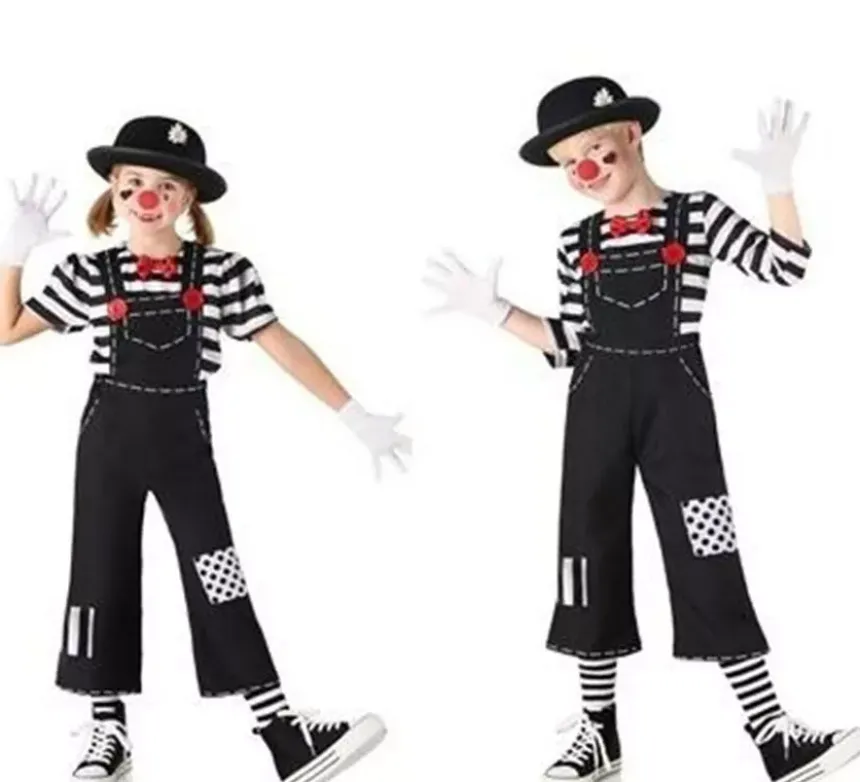 Costume da mimo divertente a righe per bambini