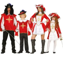 Costume da Moschettiere rosso Giglio per bambina