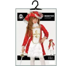 Costume da Moschettiere rosso Giglio per bambina
