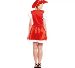 Costume da moschettiere rosso in abito da donna