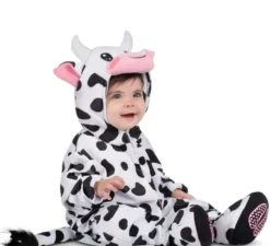 Costume da mucca con cappuccio e coda per bimba e bambina