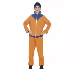 Costume da ninja anime arancione e blu per teenager