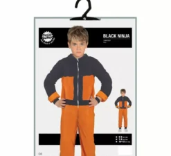 Costume da ninja anime arancione e nero per bambino