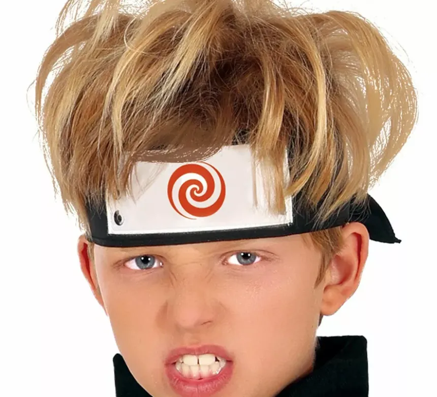 Costume da ninja anime arancione e nero per bambino
