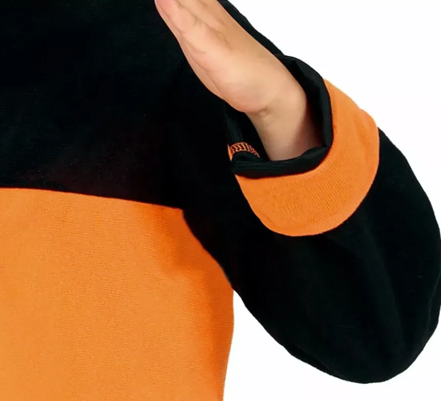 Costume da ninja anime arancione e nero per bambino