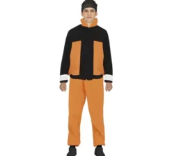 Costume da ninja anime arancione e nero per teenager