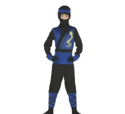Costume da ninja blu e nero per ragazzo