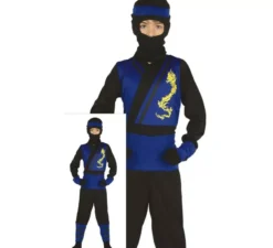 Costume da ninja blu e nero per ragazzo