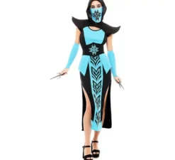 Costume da Ninja Kombat blu e nero da donna
