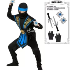 Costume da Ninja Kombat blu per bambino con armi