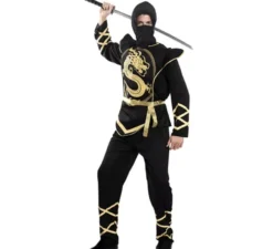 Costume da ninja nero e oro per uomo