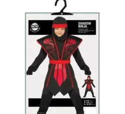 Costume da ninja nero e rosso ombra per bambini