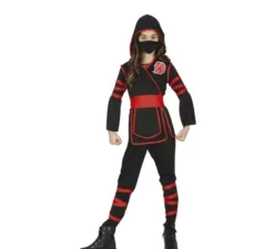 Costume da ninja nero e rosso per bambina