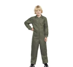Costume da operaio verde kaki o tuta con chiusura frontale per bambini