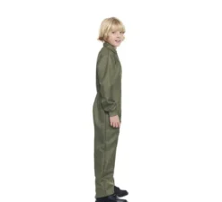 Costume da operaio verde kaki o tuta con chiusura frontale per bambini