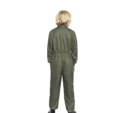 Costume da operaio verde kaki o tuta con chiusura frontale per bambini