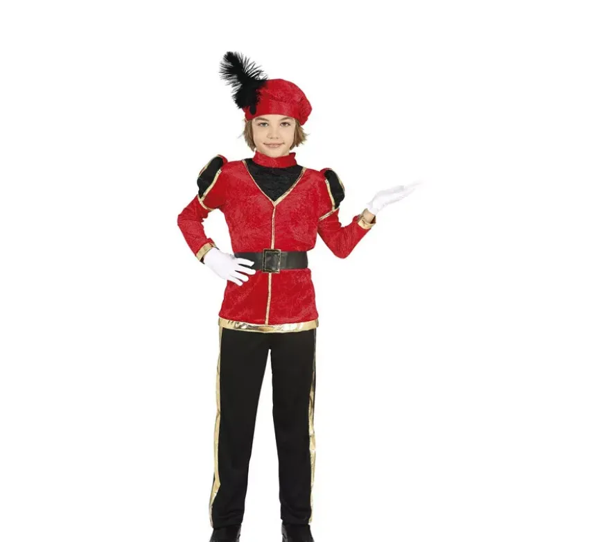 Costume da paggio rosso elegante da ragazzo