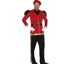 Costume da paggio rosso elegante per uomo