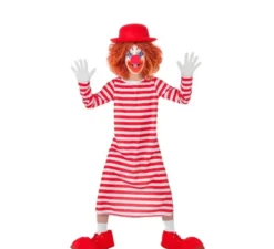 Costume da Pagliaccio a righe con cappello per bambini