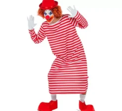 Costume da Pagliaccio a righe con cappello per uomo
