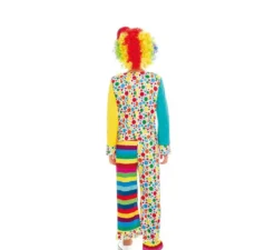 Costume da pagliaccio multicolore con cravatta per bambina