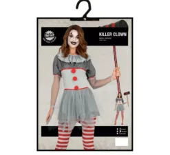 Costume da Pagliaccio spaventoso grigio per donna