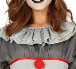 Costume da Pagliaccio spaventoso grigio per donna