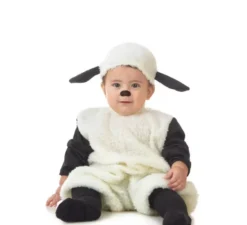 Costume da pecora bianca con cappuccio per neonato