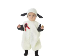 Costume da pecora bianca con cappuccio per neonato