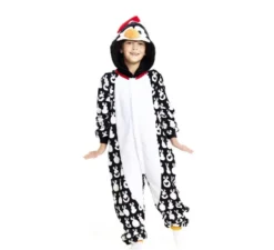 Costume da pinguino natalizio stampato o pigiama con cappuccio per bambini