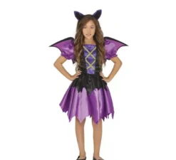 Costume da pipistrello viola con ali per bambina