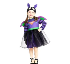 Costume da Pipistrello viola con cappello e ali per neonato e bambina