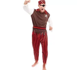 Costume da pirata a righe rosse per uomo