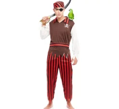 Costume da pirata a righe rosse per uomo