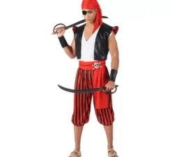 Costume da pirata a righe rosse per uomo