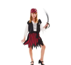 Costume da Pirata a strisce rosse e nere per bambina