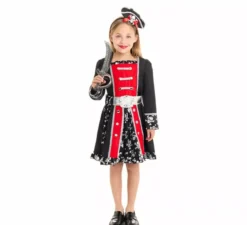 Costume da pirata con giacca argentata per bambina