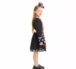 Costume da pirata con giacca argentata per bambina