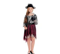 Costume da pirata fantasma a righe per bambina