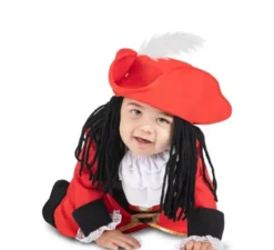 Costume da pirata Red Hook con cappello e parrucca per bambino e bambina