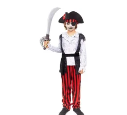 Costume da pirata zombie a strisce bianche per bambino